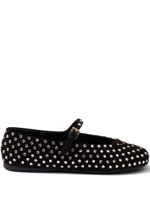 Prada crystal-embellished ballerina shoes - Black - zdjęcie produktu nr 1