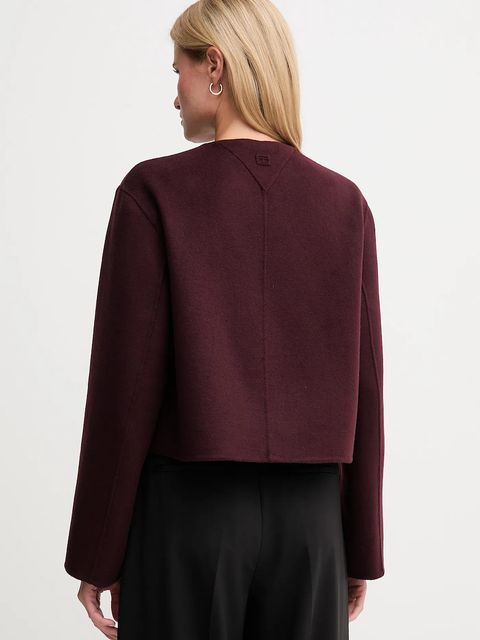 Tommy Hilfiger kurtka z wełną kolor bordowy WW0WW47446 - zdjęcie produktu nr 2