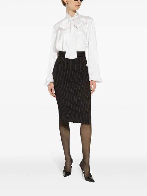Dolce & Gabbana virgin wool-blend pinstripe midi skirt - Black