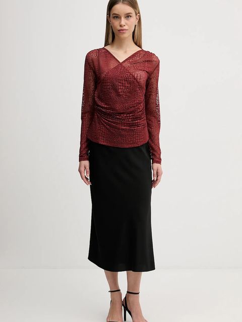 Sisley bluzka damska kolor bordowy wzorzysta 3NDXL401A