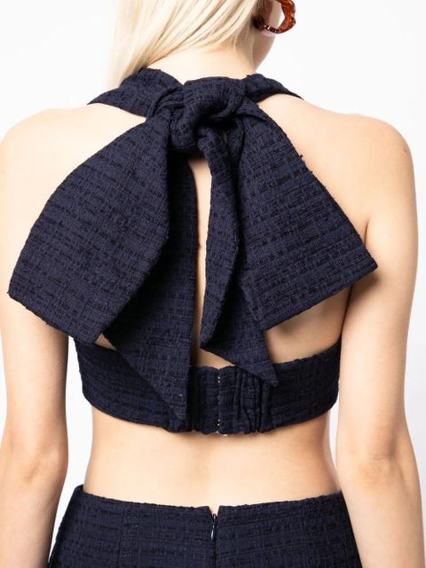 ZIMMERMANN tweed halterneck cropped top - Blue