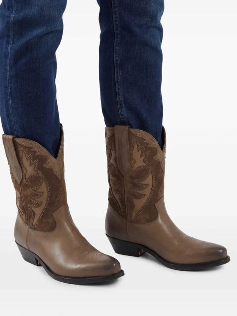 Golden Goose suede-appliqué boots - Neutrals