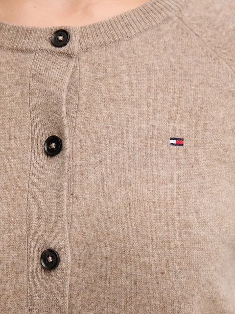 Tommy Hilfiger kardigan wełniany damski kolor brązowy lekki WW0WW47469 - zdjęcie produktu nr 2