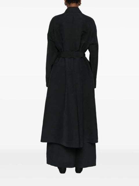 The Row belted single-breasted coat - Black