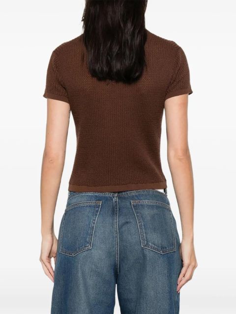 Guest In Residence Shrunken knitted polo top - Brown