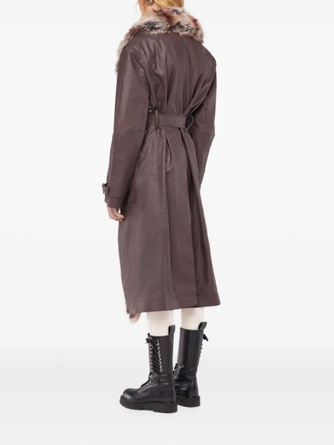 Rabanne fur-trimmed belted coat - Purple - zdjęcie produktu nr 2