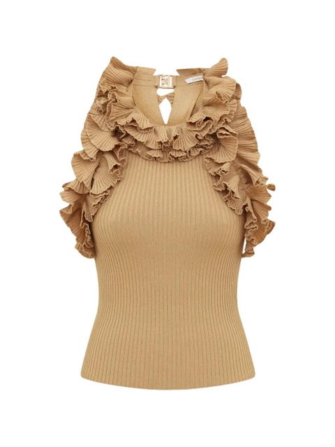 ZIMMERMANN Luna ruffled-detail top - Gold - zdjęcie produktu nr 1
