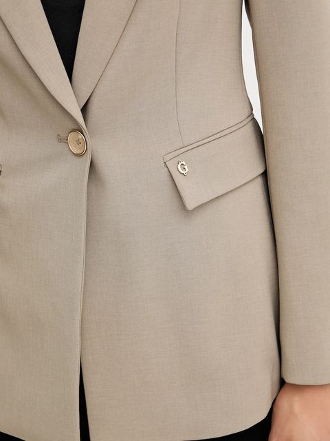 Guess marynarka DOROTHEE kolor beżowy jednorzędowa gładka W5YN41 WHD92