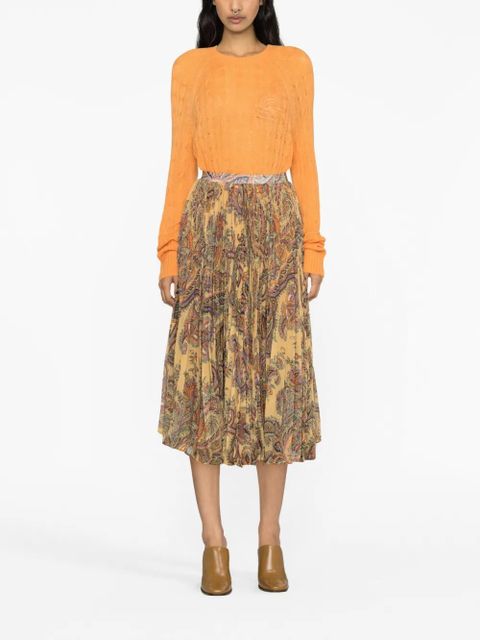 ETRO paisley-print pleated silk midi skirt - Neutrals - zdjęcie produktu nr 2