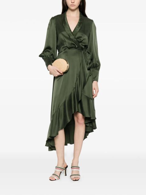 ZIMMERMANN ruffled wrap-style asymmetric dress - Green