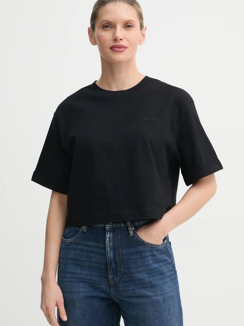 Pinko t-shirt bawełniany damski kolor czarny 104882 A2HN - zdjęcie produktu nr 1