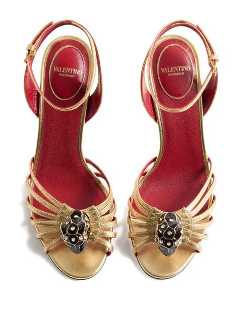 Valentino Garavani 85mm Panthea feline-head strap sandals - Gold