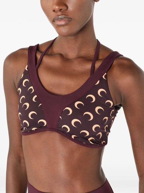 Marine Serre Athleisure moon-printed bra top - Red