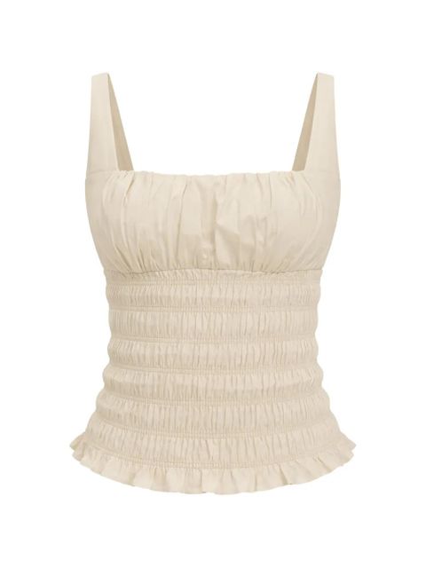 Reformation Jeanette shirred ruffle top - Neutrals - zdjęcie produktu nr 1