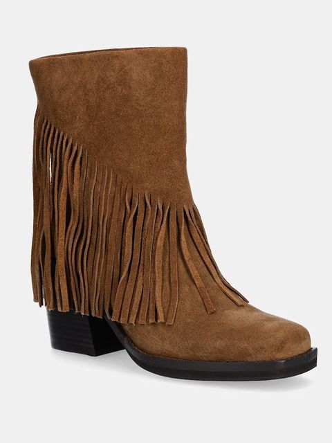 Steve Madden botki zamszowe Pia-F damskie kolor brązowy na słupku 11004805 - zdjęcie produktu nr 1