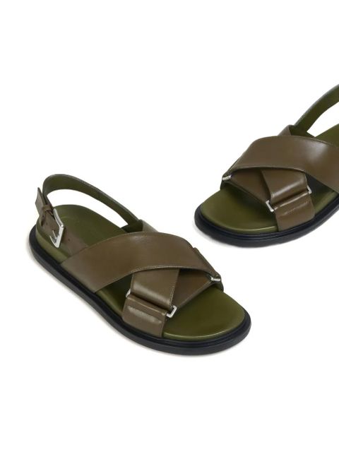 Marni cross-strap flat sandals - Green