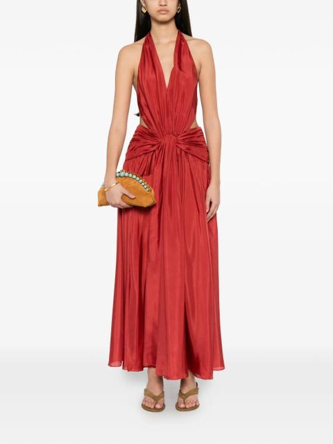 ZIMMERMANN ZIM INDRA PLUNGE HALTER MAXI DRESS RASPBERRY - Red - zdjęcie produktu nr 2