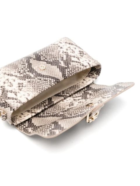 Maje snake-effect buckle-detail cross body bag - Neutrals