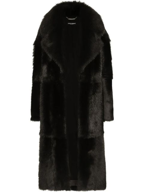 Dolce & Gabbana single-breasted shearling coat - Black - zdjęcie produktu nr 1