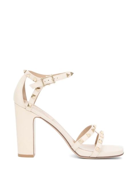 Valentino Garavani Rockstud sandals in elk-print calfskin 100mm - Neutrals - zdjęcie produktu nr 1