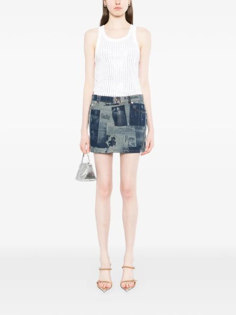 Jean Paul Gaultier newspaper print mini skirt - Blue