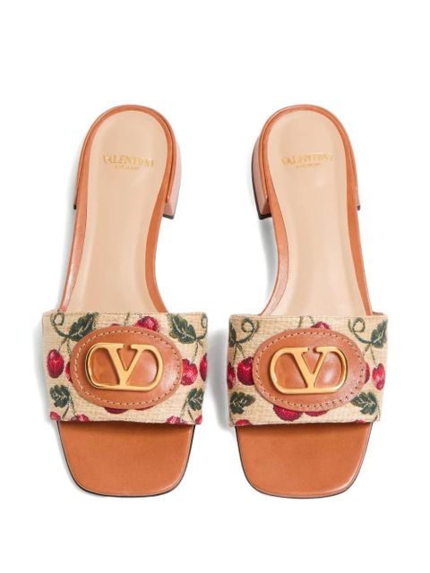 Valentino Garavani 20mm VLogo Signature Cherryfic-motif sandals - Neutrals