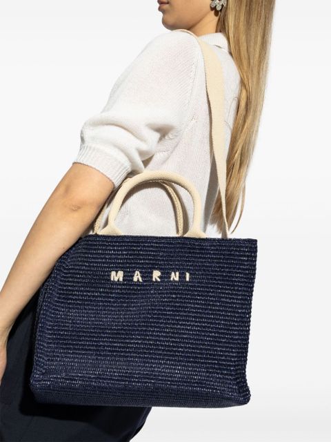 Marni logo-embroidered raffia tote bag - Blue - zdjęcie produktu nr 2