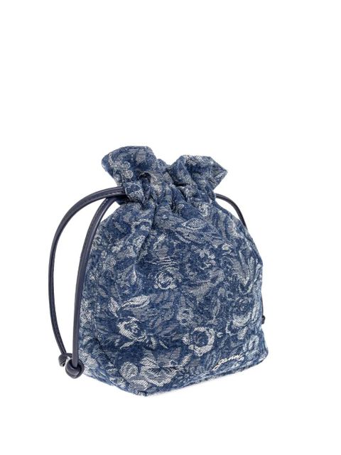 GANNI floral-pattern drawstring tote bag - Blue