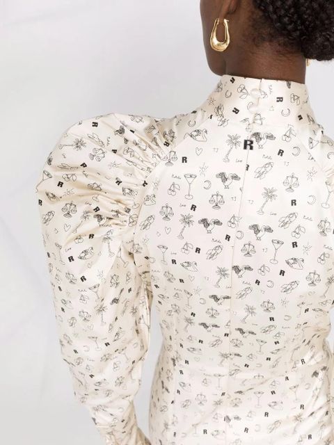 ROTATE BIRGER CHRISTENSEN Kim puff-sleeve dress - Neutrals