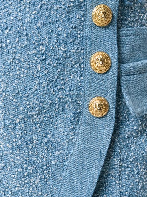 Balmain embossed-button skirt - Blue - zdjęcie produktu nr 2