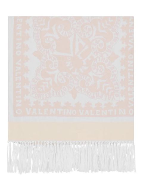 Valentino Garavani floral fringed scarf - White - zdjęcie produktu nr 1
