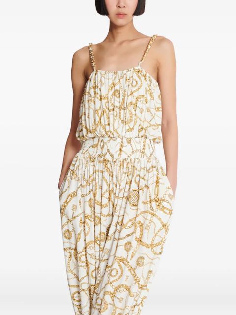 Balmain graphic-print jumpsuit - White
