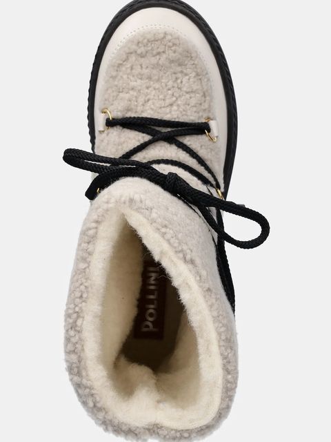 Pollini śniegowce skórzane kolor szary SA24235H0NTX110A