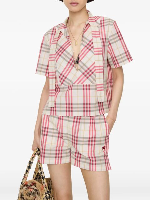 Burberry cropped check cotton scarf blouse - Neutrals - zdjęcie produktu nr 2