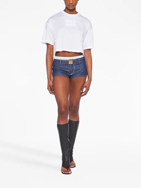 Miu Miu embroidered-logo cotton T-shirt - White - zdjęcie produktu nr 2