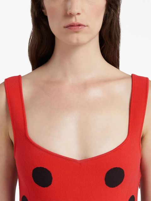Marni polka dot-print midi dress - Red