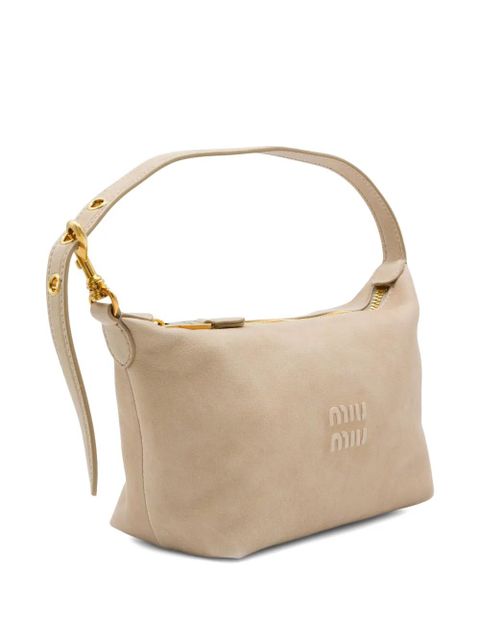 Miu Miu logo-detail leather shoulder bag - Neutrals