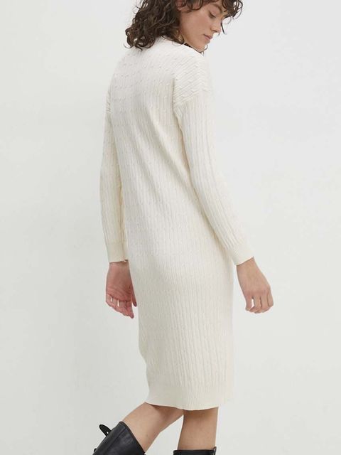 Answear.LAB sukienka kolor beżowy mini dopasowana