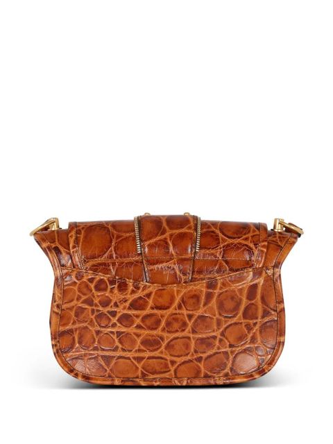 Balmain Blaze crocodile-embossed shoulder bag - Brown