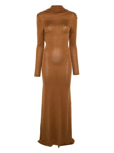Aya Muse longsleeved open-back maxi dress - Brown - zdjęcie produktu nr 1