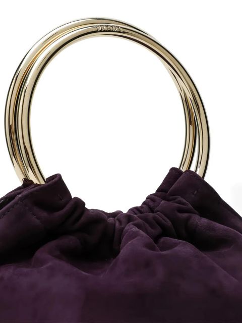 Prada medium ring-handle suede bucket bag - Purple