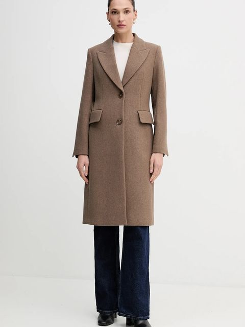 Sisley płaszcz wełniany kolor brązowy przejściowy 2JJYLN04Z - zdjęcie produktu nr 1