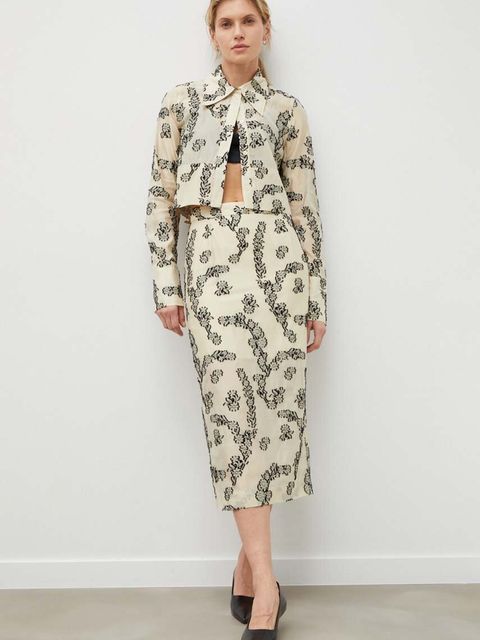 Day Birger et Mikkelsen koszula damska kolor beżowy regular z kołnierzykiem klasycznym - zdjęcie produktu nr 2