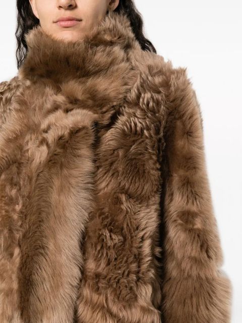 Yves Salomon shearling stand up-collar jacket - Brown