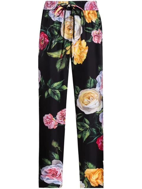 Dolce & Gabbana floral-print trousers - Black - zdjęcie produktu nr 1