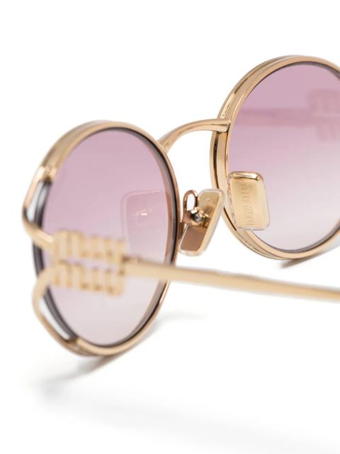 Miu Miu Eyewear logo-plaque oval-frame sunglasses - Gold
