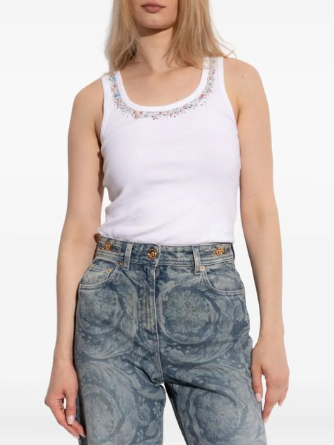 Versace embroidered tank top - White