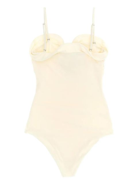 Magda Butrym rose-embellished swimsuit - White
