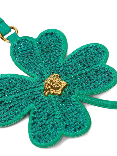 Versace crystal-embellished clover keyring - Green