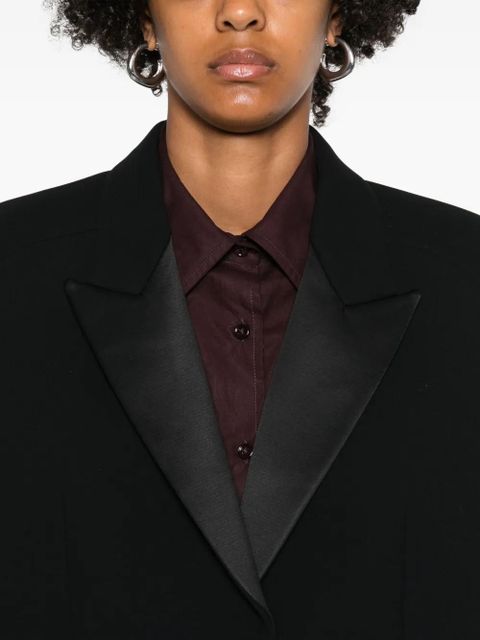 KHAITE satin-lapel cropped jacket - Black